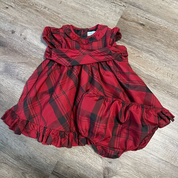 Ralph Lauren Girls 6 Months Red Plaid Dress Bloomers Holidays Christmas - Picture 1 of 4